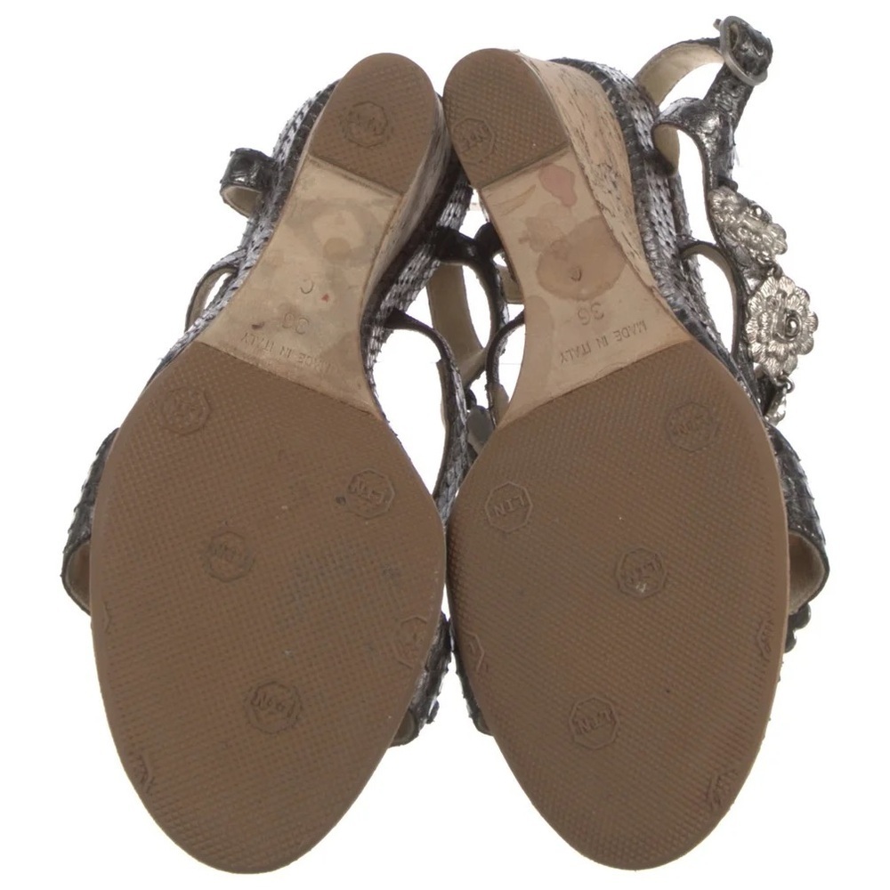 Chanel Interlocking CC Logo Cruise 2012 Python Silver Cork Wedge Sandals - Picture 5 of 5